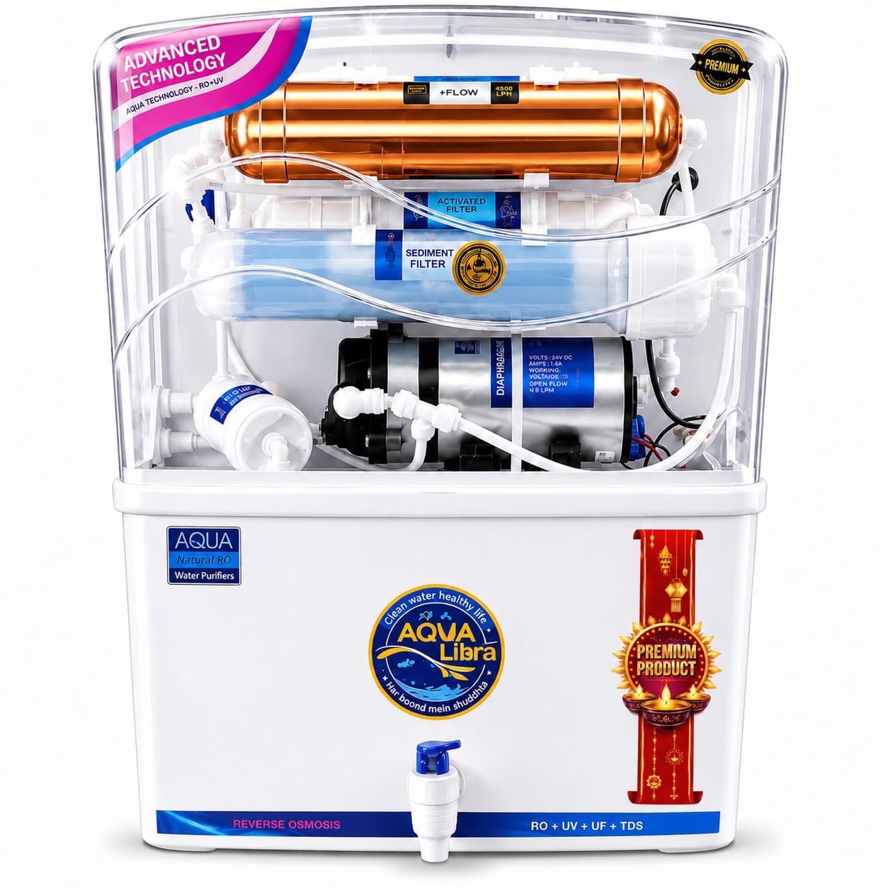 Water Purifier, RO + UV + TDS Controller, Active Copper Technology